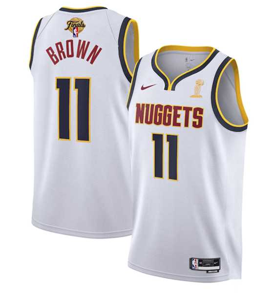 Mens Denver Nuggets #11 Bruce Brown White 2023 Finals Association Edition Stitched Basketball Jersey